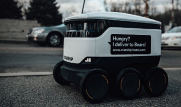 A dining robot delivering food at BSU