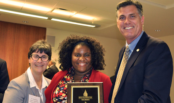 Fulbright recipient Daniela Belice with President Clark and Dr. Alcon