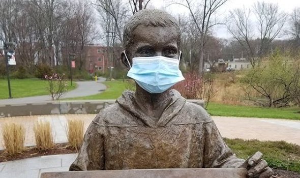 Martin Richard Statue with Mask