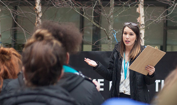 An organizer speaks at the BSU Take Back the Night rally