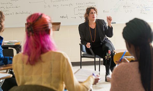 a professor teaches a class