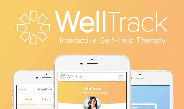 WellTrack logo with iphones showing app