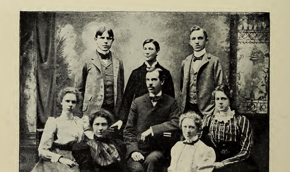 The yearbook staff of 1899 sitting for a photograph
