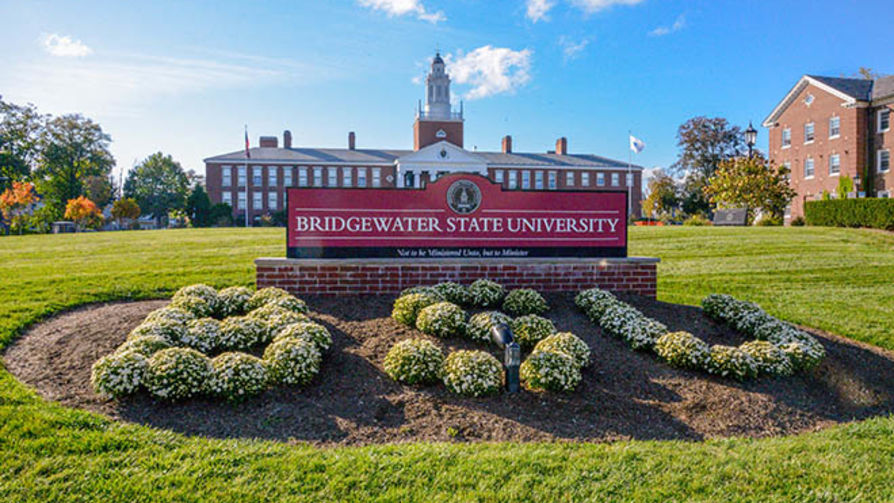 Boyden Hall with Bridgewater State University sign in the foreground