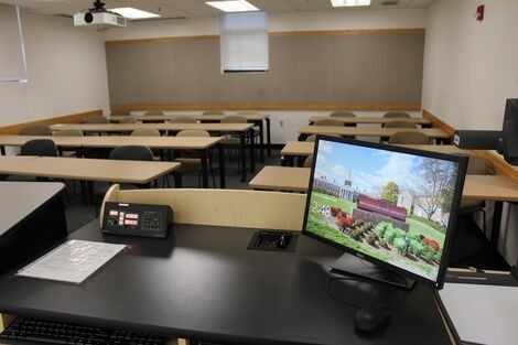 Faculty workstation in Harrington Hall classroom
