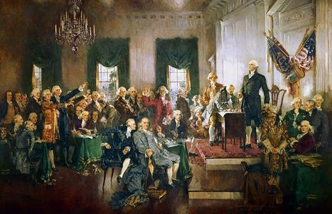 Painting Scene at the Signing of the Constitution of the United States