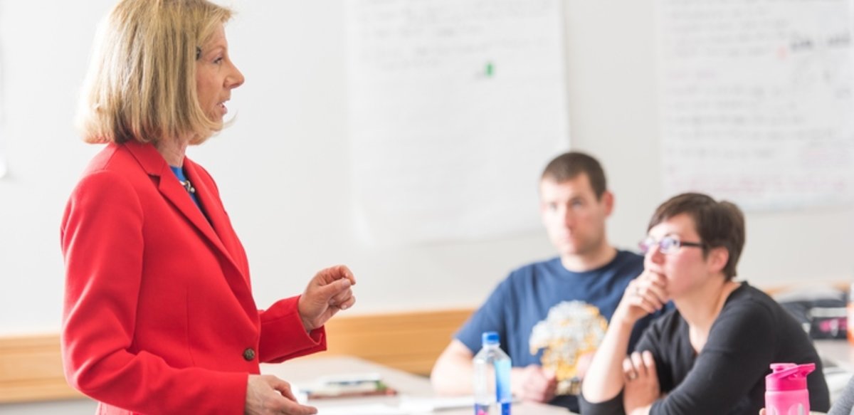 Professor Phyllis Gimble teaching a class Professor Phyllis Gimble teaching a class