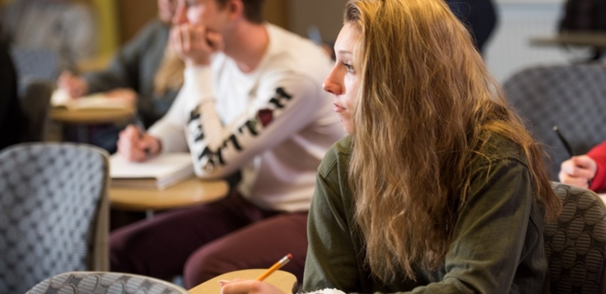 Students listening to the professor and taking notes Students listening to the professor and taking notes