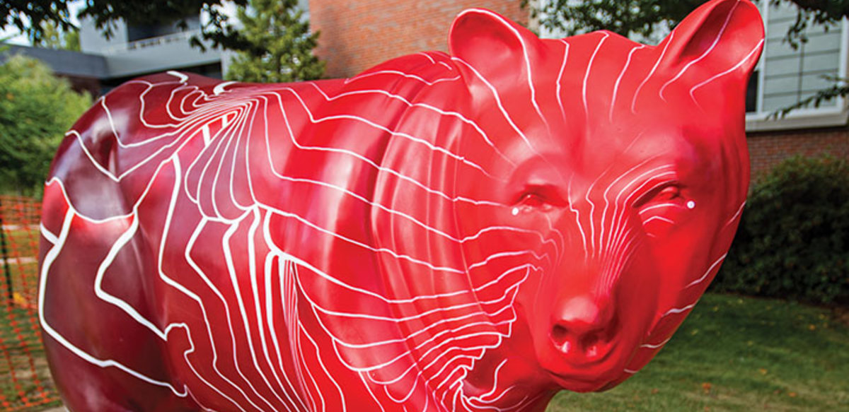 A bear statue A bear statue