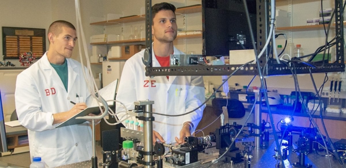 BSU students doing research in physics lab BSU students doing research in physics lab