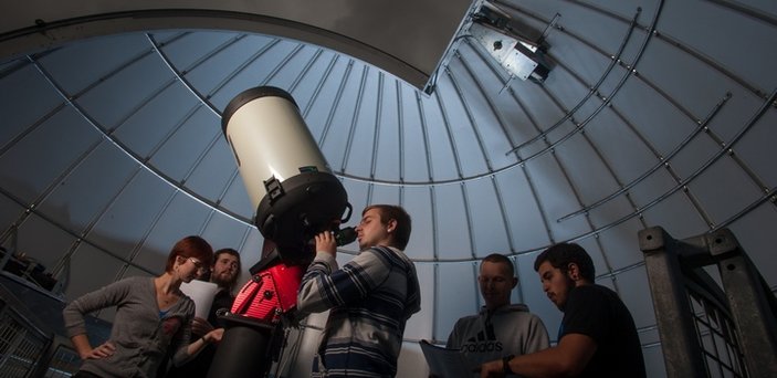 students working in observatory