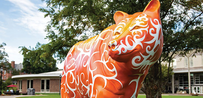 A bear statue A bear statue