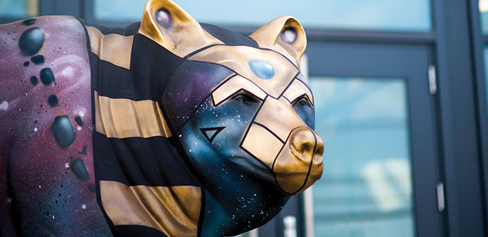 A bear statue A bear statue