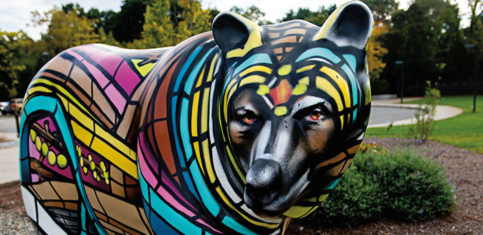 A bear statue A bear statue
