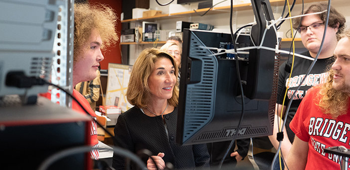 Lt. Gov. Karyn Polito tours BSU labs.