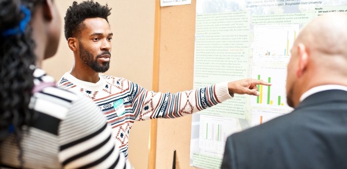 BSU student presenting biology research at symposium BSU student presenting biology research at symposium