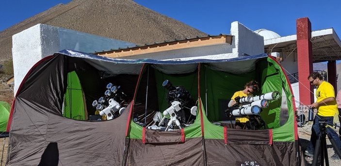 The tent where some BSU students worked