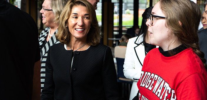 Lt. Gov. Karyn Polito tours BSU labs.