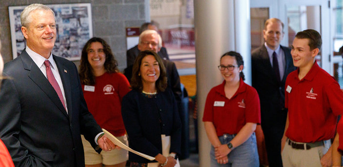 Gov. Baker meets with students.