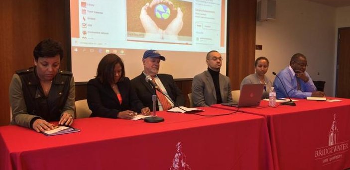 panel of speakers at a table