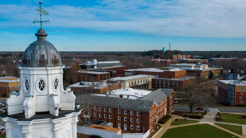 An aerial view of BSU's campus from Boyden Hall