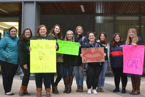 BSU chapter of Alpha Sigma Tau at a Take Back the Night even BSU chapter of Alpha Sigma Tau at a Take Back the Night even