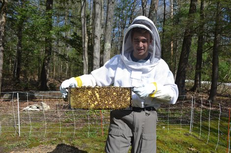 Bryce Laurendeau and his hives Bryce Laurendeau and his hives