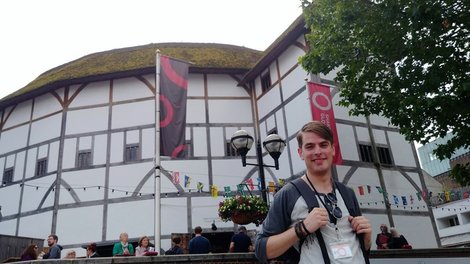 Ethan Child outside the Globe Theatre Ethan Child outside the Globe Theatre