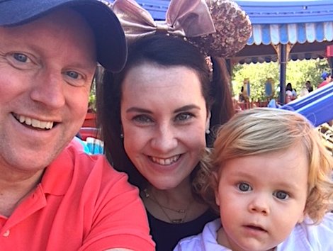 Amy Riendeau-Baker, ’03, with husband, Trent, and son, Brady Amy Riendeau-Baker, ’03, with husband, Trent, and son, Brady
