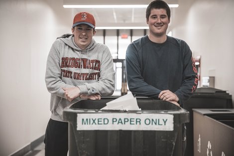 Bridgewater State Students remove recycling in Boyden Hall a Bridgewater State Students remove recycling in Boyden Hall a
