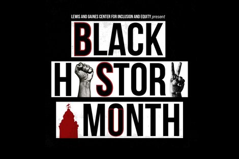 Black History Month Graphic with fist and peace sign