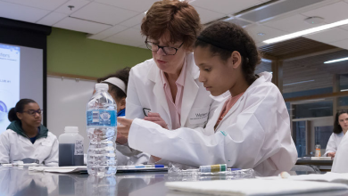 A female students works in a lab