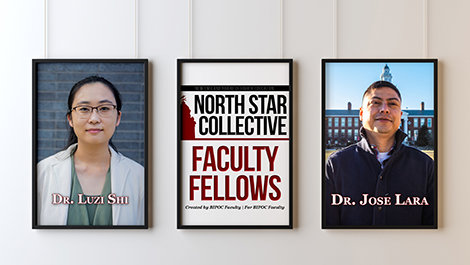 Graphic with photos of two professors and words North Star Collective Faculty Fellows