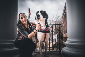 Micaila Britto and her service dog Rabbit