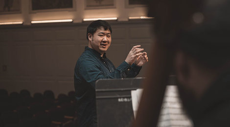 Dr. John Shiu directs the BSU String Ensemble.