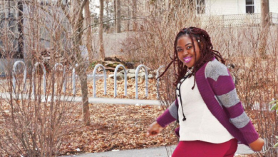 Sophie Cherenfant, '22, poses outside