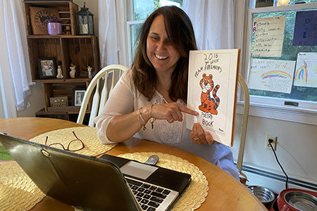 Nichole Freeman uses a computer during the pandemic to teach.