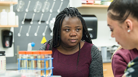 A student in a science lab.