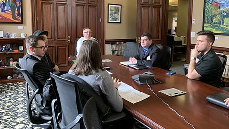 Students meet with a lawmaker.