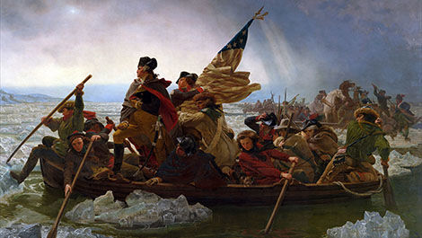 Washington Crossing the Delaware, by Emanuel Leutze - George Washington is rowed across the icy Delaware River in the early morning of December 26, 1776