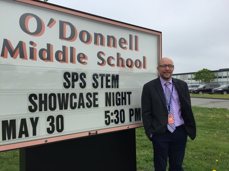 Matthew Colantonio, G’07, the principal of O’Donnell Middle Matthew Colantonio, G’07, the principal of O’Donnell Middle