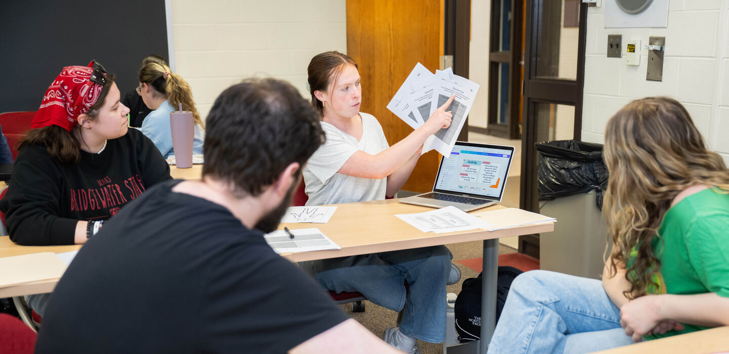 A group of students work together in Dr. Sarah Thomas' class